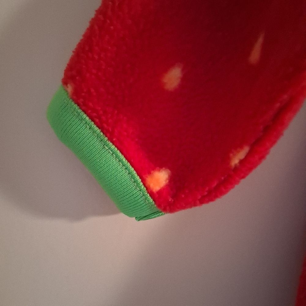 Strawberry-Themed Infant One Piece Sleeper Costume With Knit Cap - Picture 5 of 11